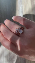 Load and play video in Gallery viewer, Natural Moonstone Ring Set, 2ct Pear Cut Moonstone Ring Set, Rose Gold Ring Unique Curved Marquise Cut Ring
