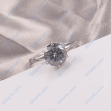 Load image into Gallery viewer, Giliarto 3 Carat Grey Gray Moissanite Stone 14K White Six Prong  Promissory  Gold Ring
