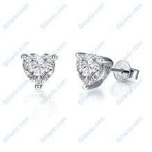 Load image into Gallery viewer, Moissanite Heart Stud Earrings 14K Gold
