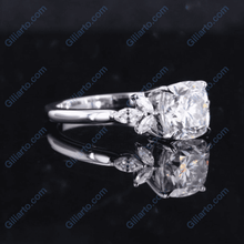 Load image into Gallery viewer, 2 Carat Cushion Cut Giliarto Moissanite Diamond White Gold Engagement Ring
