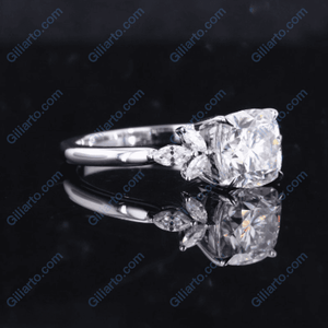 2 Carat Cushion Cut Giliarto Moissanite Diamond White Gold Engagement Ring