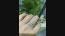 Load and play video in Gallery viewer, Rose Gold Plated Silver Dainty Natural Moonstone Ring, 1ct Pear Cut Moonstone Ring
