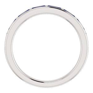 14K White Chatham® Created Blue Sapphire Ring