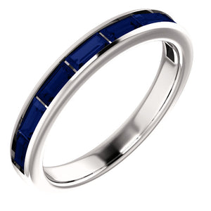 14K White Chatham® Created Blue Sapphire Ring