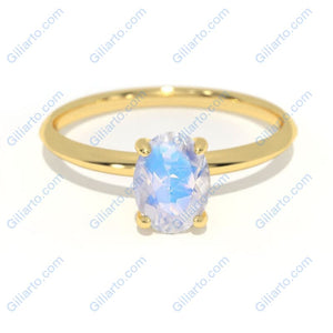 2 Carat Moonstone 14K White Gold Engagement Promissory Ring