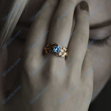 Load image into Gallery viewer, 14K White Gold aquamarine and diamond ring-6 Natural Diamond

