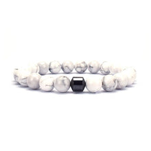 Load image into Gallery viewer, Genuine Onyx Howlite Map Stone Charm with Magnet Mens Womens Bracelet
