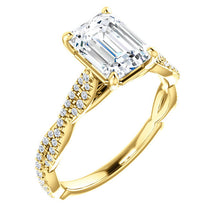 Load image into Gallery viewer, 14K Gold 8x6 mm Emerald Cut Forever One Moissanite 1/3 CTW Diamond Engagement Ring
