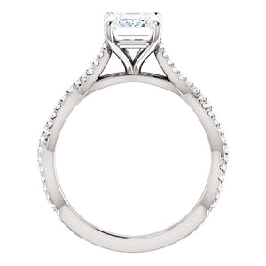 14K Gold 8x6 mm Emerald Cut Forever One Moissanite 1/3 CTW Diamond Engagement Ring