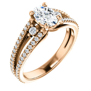 14K Yellow 7x5 mm Oval 3/8 CTW Diamond Engagement Ring