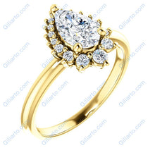 Load image into Gallery viewer, 14K Yellow 8x5 mm Pear Diamond Halo Engagement Ring
