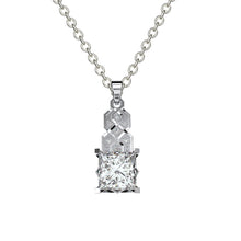 Load image into Gallery viewer, 1.0 Carat Princess Cut Forever One Moissanite Diamond  Pendant Necklace I 10K White Gold- 14 Accent Stones
