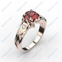 Load image into Gallery viewer, Celtic 1ct Ruby Sapphire Round Center Stone Engagement Ring Wedding Ring
