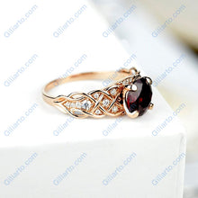 Load image into Gallery viewer, 2 Carat Red Ruby Ring Round Cut Rose Gold Ring July Birthstone Ring Engagement Ring for Her Diamond Accented Side Stones Ring Unique Custom
