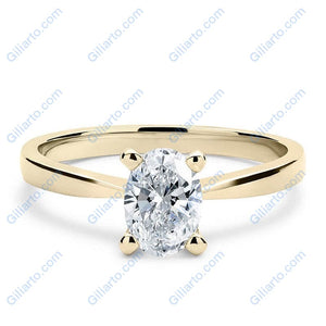 14K Solid Gold Ring 1 CT Oval Moissanite Engagement Ring Anniversary Ring Promise Ring Yellow White Gold Ring