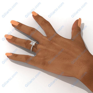 3Ct Moissanite Engagement Ring, Solitaire Princess Cut Moissanite Engagement Ring, Diamond Pave Accents Stones- finger size 5.5