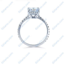 Load image into Gallery viewer, 5Ct Radiant Cut Moissanite Engagement Ring, Solitaire Radiant Ice Crushed Cut Moissanite Engagement Ring, Pave Accents Stones Hidden Halo
