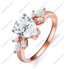 Load image into Gallery viewer, Pear shaped Moissanite engagement ring vintage Unique Marquise cut diamond Cluster engagement ring rose gold wedding Bridal gift for women
