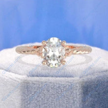 Load image into Gallery viewer, Oval Moissanite engagement ring vintage Unique Rope Shank ring Rose gold ring engagement ring Bridal ring Anniversary ring
