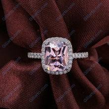 Load image into Gallery viewer, 2 Carat Morganite Ring, Morganite Engagement Ring, Gold Morganite Ring, Elongated Cushion Cut Engagement Ring, Halo Morganite Ring
