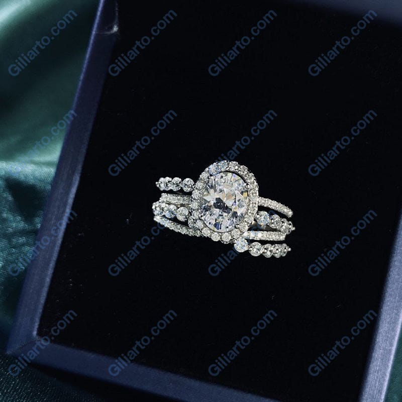1.5Ct Moissanite Halo Engagement Vintage Ring, Oval Shape Cut Moissanite Engagement Ring, Accents Stones 14K White Cluster Gold Ring