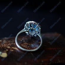 Load image into Gallery viewer, 2Ct Oval cut Aquamarine ring, Aquamarine solitaire ring, natural aquamarine ring, genuine aquamarine Oval Shape vintage halo ring
