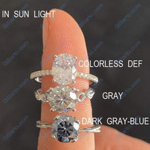 Load image into Gallery viewer, 2 Carat Dark Gray Blue Moissanite Gold Engagement Ring
