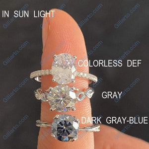 2 Carat Dark Gray Blue Moissanite Gold Engagement Ring