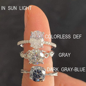 2 Carat Dark Gray Blue Moissanite Gold Engagement Ring