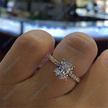 Load image into Gallery viewer, 2 Carat Moissanite Diamond Oval Cut Hidden Halo Rose Gold Engagement  Ring
