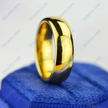 Load image into Gallery viewer, Yellow Gold Tungsten Wedding Band. Yellow Gold Tungsten. Men &amp; Women Tungsten Ring. Tungsten Carbide 8mm Wide. Free Engravings

