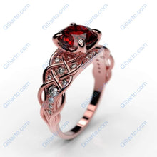 Load image into Gallery viewer, 2 Carat  Ruby Round Center Stone Lace Engagement Ring
