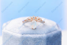 Load image into Gallery viewer, Rose Gold Plated Silver Dainty Natural Moonstone Ring, 1ct Pear Cut Moonstone Ring
