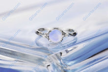 Load image into Gallery viewer, Silver Dainty Natural Moonstone Ring.  Round Moonstone Floral Ring
