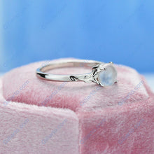 Load image into Gallery viewer, Rose Gold Plated Silver Dainty Natural Moonstone Ring , Round  Moonstone Vintage Ring,
