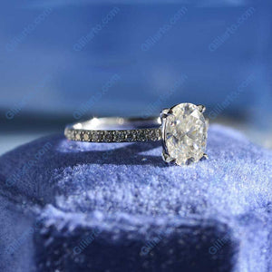 14K White Gold 1.5 Carat Oval Moissanite  Engagement Ring