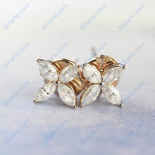 Load image into Gallery viewer, Marquise Cut Moissanite 14K Gold Earring Studs
