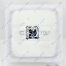 Load image into Gallery viewer, Giliarto 3 Carat Dark  Grey Gray  Blue Princess Cut Moissanite Stone 14K White Gold Ring
