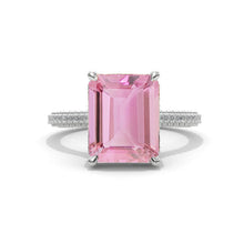Load image into Gallery viewer, 4 Carat Giliarto Emerald Cut Pink Morganite Hidden Halo Engagement Ring
