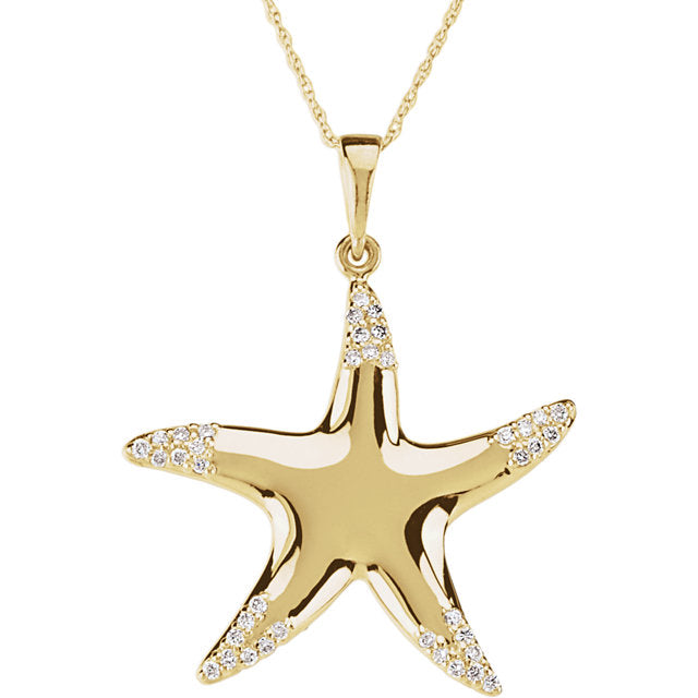 14K Yellow 1/5 CTW Diamond Starfish 18