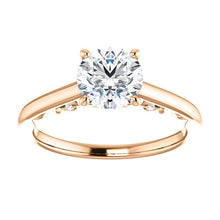 Load image into Gallery viewer, 14K Rose Gold  6.5 mm Round Forever One Moissanite   .03 CTW Diamond  Engagement Ring
