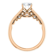 Load image into Gallery viewer, 14K Rose Gold  6.5 mm Round Forever One Moissanite   .03 CTW Diamond  Engagement Ring
