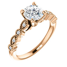 Load image into Gallery viewer, 14K Gold  6.5 mm Round Forever One Moissanite  .07 CTW Diamond Engagement Ring
