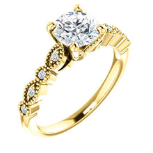Load image into Gallery viewer, 14K Gold  6.5 mm Round Forever One Moissanite  .07 CTW Diamond Engagement Ring
